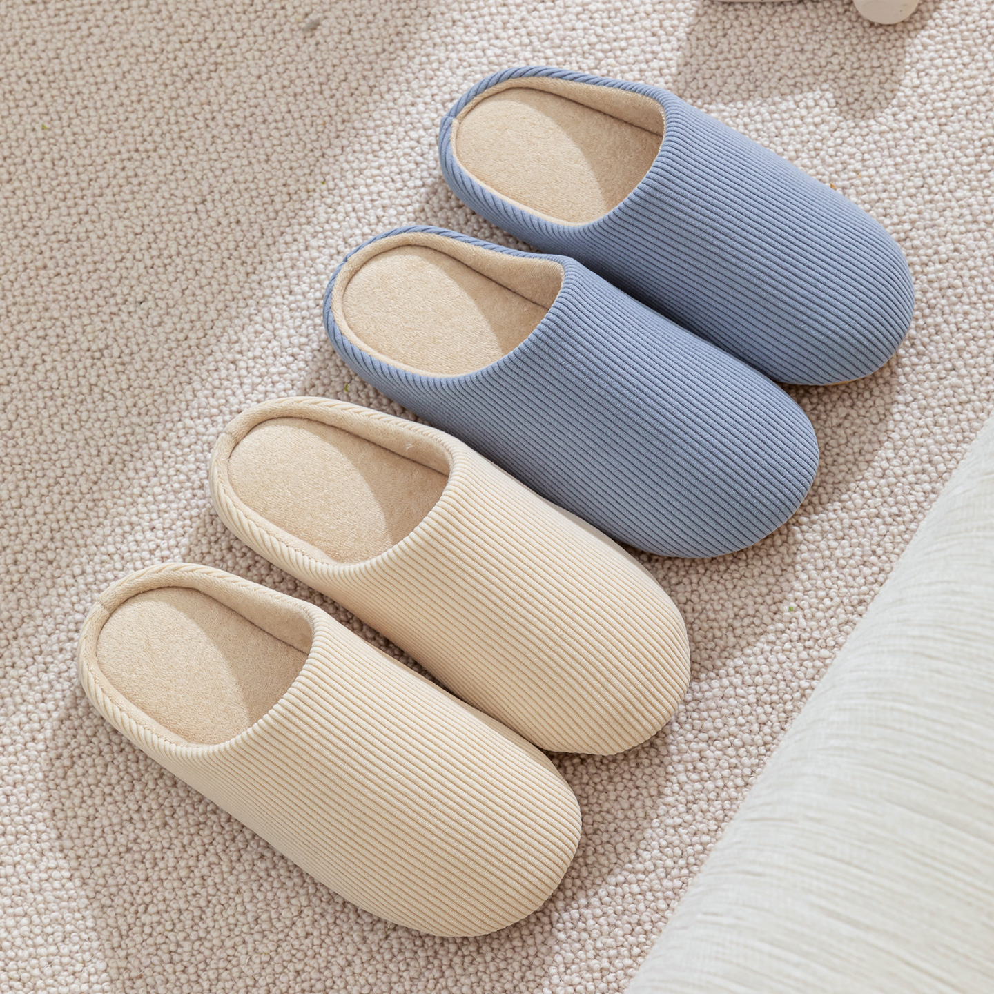 Sewing House - Solid Color Indoor Slippers for Women,