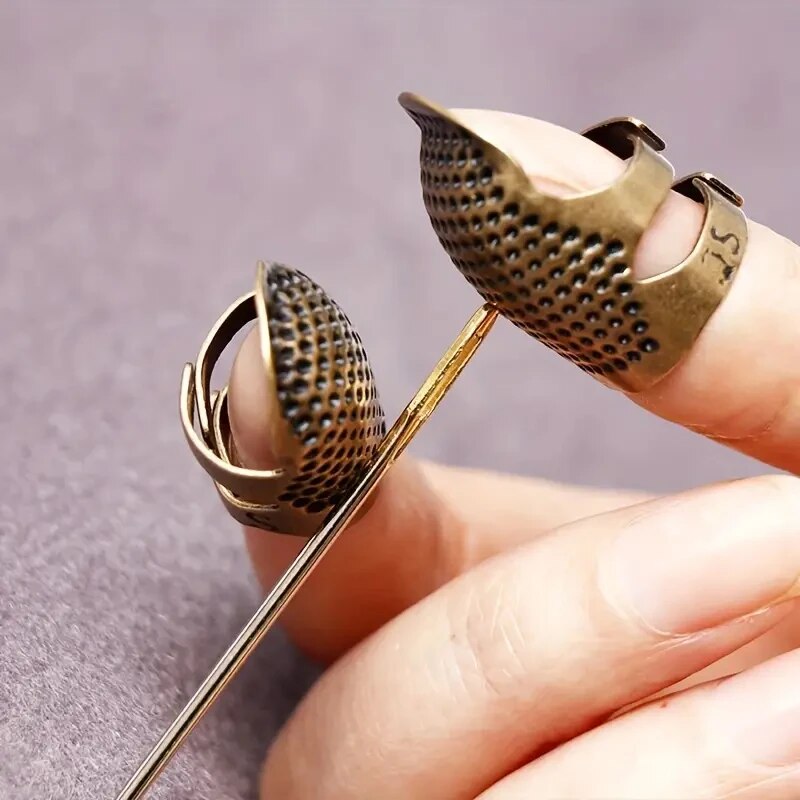 Sewing Thimble Metal - Adjustable old-fashioned sewing thimble, manual non-slip