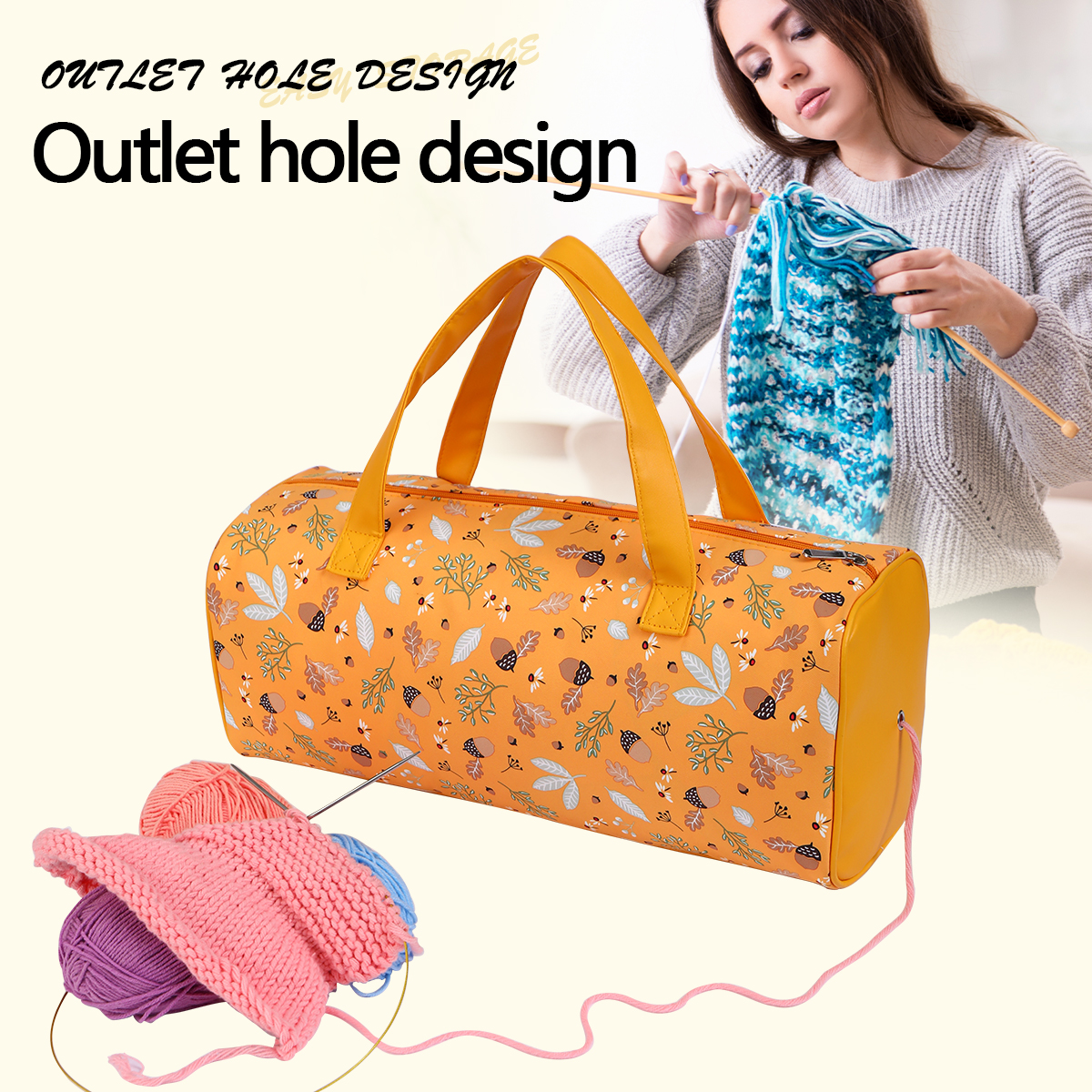 Textile Sewing Kit - Portable Yarn Crochet Hooks Storage Bag