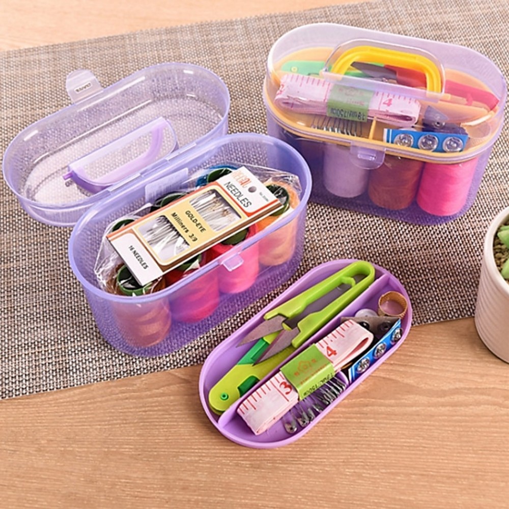 1Set Large Sewing Box Set Hous - Textile Sewing Kit ulasan dan harga
