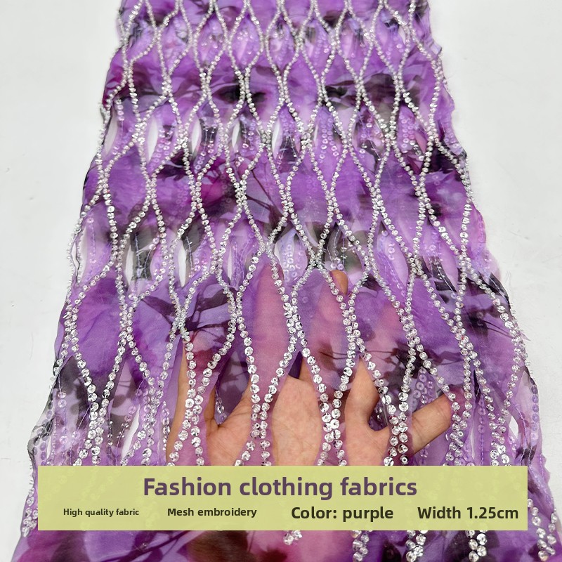 Mesh Chiffon Bead Sequin Embro - Sewing Tie Dye ulasan dan harga